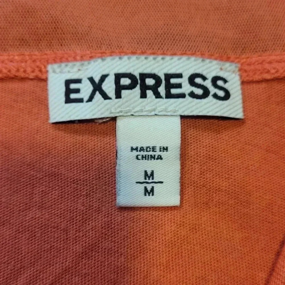 Express casual Tee, sheer top, solid bottom, color bright Orange, size small - Picture 4 of 8